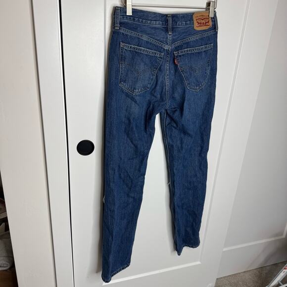 Levi’s Low Pro Straight Mid Rise Distressed Knees Dark Wash Jeans Size 26 - Picture 5 of 6